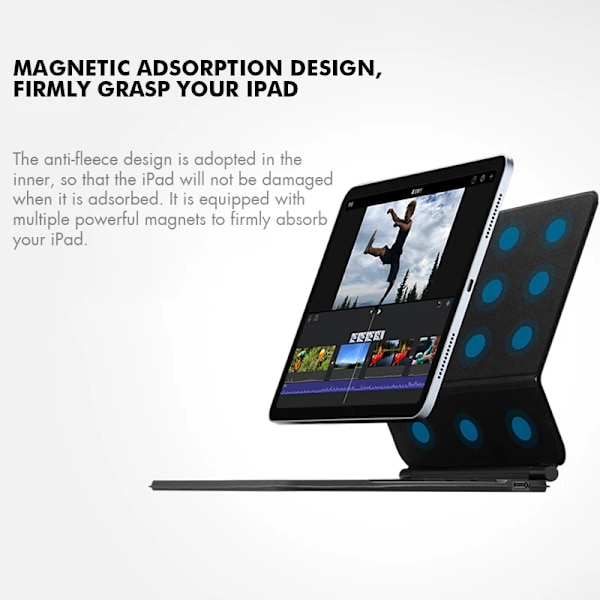 Goojodoq Backlight Magic Keyboard För Ipad Air 6 2024 Fall För Ipad Air 11 Tum Fall Ipad Air. 5 Air 4 10,9 Tum Omslag Folion Arabia 11 black