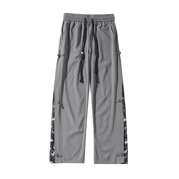 Silk Byxor Män Sommar Tunn Lös Mode Märken Tonåringar Sport Breda Ben Drooping Rakt Svart Casual Byxor Black XXL