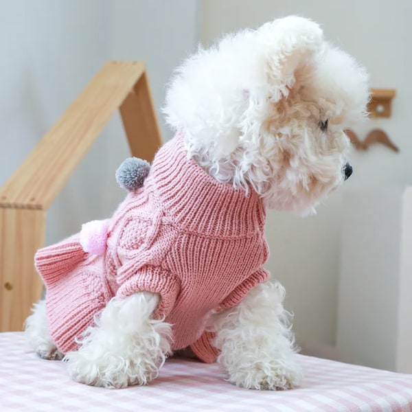 Härliga hundar för hundar Vinterkläder Stickade rosa färg tröjor för katter Mjuk boll Dekorera Solid Xs Xl Princess Girl Hund hoodies style 8 XL