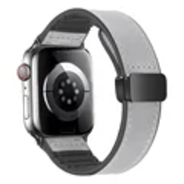 Äkta Läder Silikon För Apple Klocka Band Ultra 2 49Mm 44Mm 45Mm 41Mm 40 42Mm Magnetiska Armband Serie 8 7 Se 6 Bande Grey 38mm 40mm 41mm