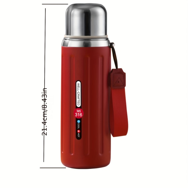 1 st, vakuumflaska, 600 ml isolerade vattenflaskor, thermal för resor, för varma och kalla drycker, sommar-vinterdrycker, presenter Roman Red