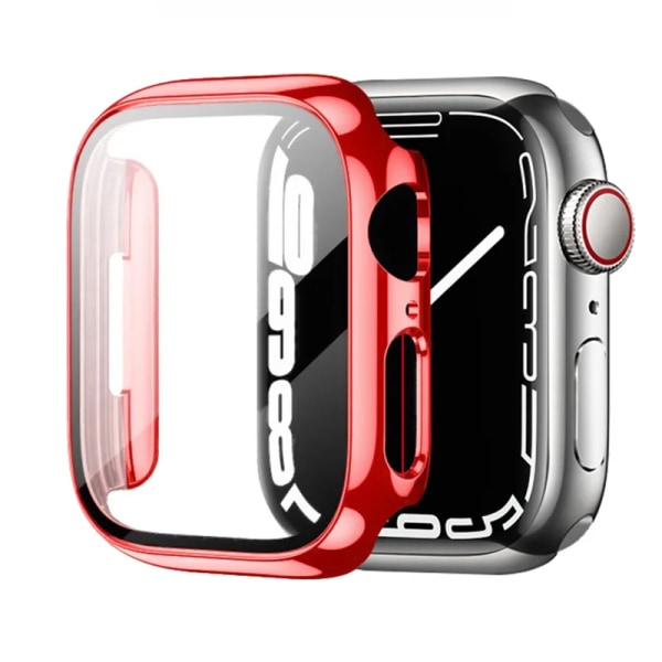 Glas+ cover För Apple Watch Case 44mm 40mm 42-41mm 45mm Bumper Screen Protector apple watch series 9 8 7 6 5 4 3 se Tillbehör E Red 36 Series 321 42MM