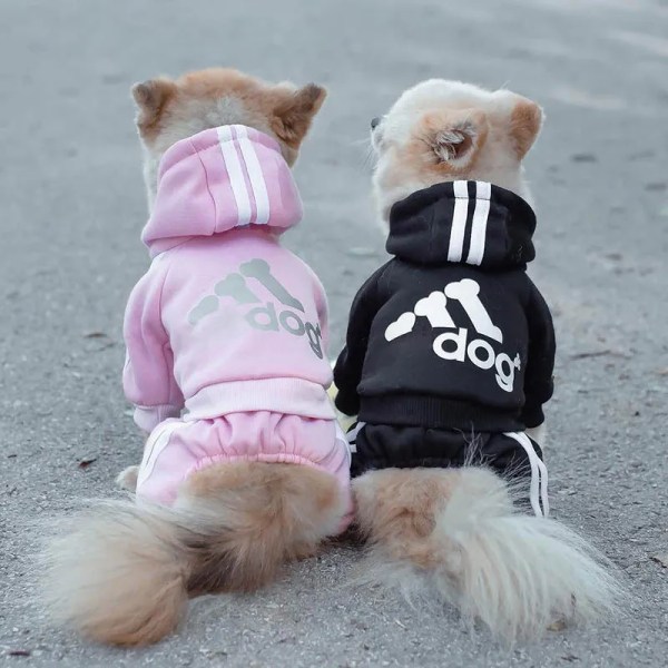 Lyxiga hundkläder för små hundar Fransk Bulldog Vintervalpkostym Chihuahua Mops Husdjur Katt Luvtröja Tröja Jacka Schnauzer Pink L 3-4.2KG