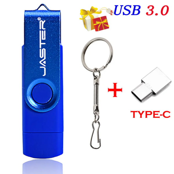 Höghastighets OTG Pen Drive 64GB USB 3.0 Flash Drives 32GB med nyckelring Memory Stick 16GB Gratis TYPE-C adaptrar 4GB U Disk present Micro USB -D 4GB