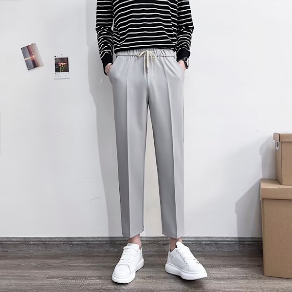 Suorat miesten trendikkäät kevään leikatut housut Harajuku 2023 Uusi Casual Taiteelliset Puku Housut Miesten Kevät Ja Syksy Trendikkäät Merkit Dark Gray 36