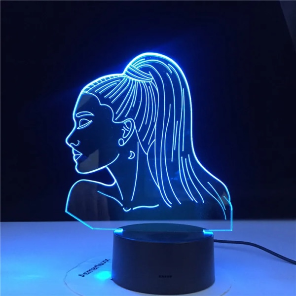 3D-4797 3D-lampa Bordsnattlampa Kändis Sångare ArianaGrande Poster Kattflicka Fans Present med 7/16 färger Touch-fjärrkontroll 7 colors no remote