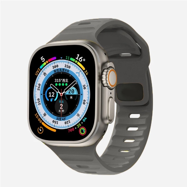 Mjuk silikonrem för Apple Watch Band Ultra 49mm 44mm 45mm 42mm 41mm 42mm 38mm sportklockarmband iwatch Serise 8 7 6 5 armband 11-Deep-gary 38mm 40mm 41mm