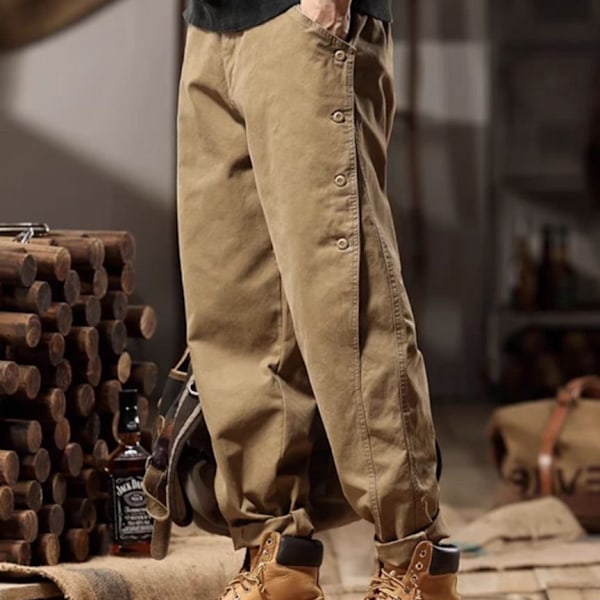 Amerikanske Retro Workwear Bukser Mænd Forår Og Efterår Mode Mærke Løs Og Enkel Trykt Lige Forår Fritid Bukser Mænd Green L