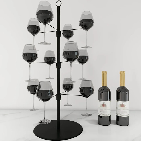 Cocktail Træ Stativ Vinglas Display Bakke 3 Tier 12 Holdere Til Champagne Cocktails Martini Cocktail Vinglas. Holder black