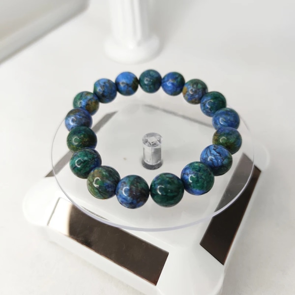 Azurite Natursten Pärlarmband för Män Armband Blå Malakit Energi Kristall Aura Healing Yoga Elastiskt Par Smycken Bead diameter 10mm