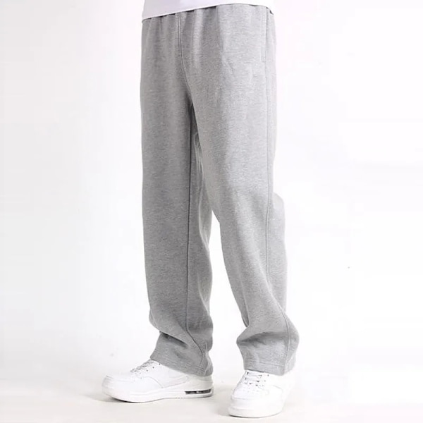 Spring Män Plus Storlek Byxor Solid Baggy Loose Elastiska Byxor Bomull Sweatbyxor Casual Byxor Höst Rakt Användare GRAY XXXL