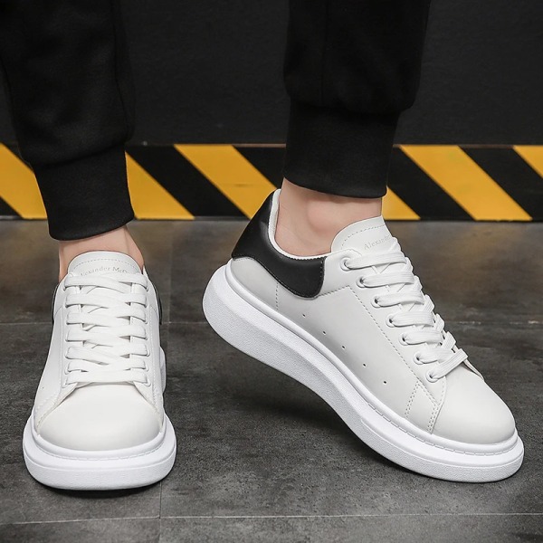 Ny PU Populär lågtopp tjock sula Pars små vita skor för herrskor Casual sneakers Chaussure Homme Zapatillas Hombre J10 T01 BLACK 36