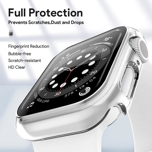 Glas+ Cover För Apple Watch case 9 8 7 6 SE 5 iWatch Tillbehör Skärmskydd Apple Watch Series 44mm 40mm 41mm 45mm 42mm 38mm Silver Series 456 SE 40MM