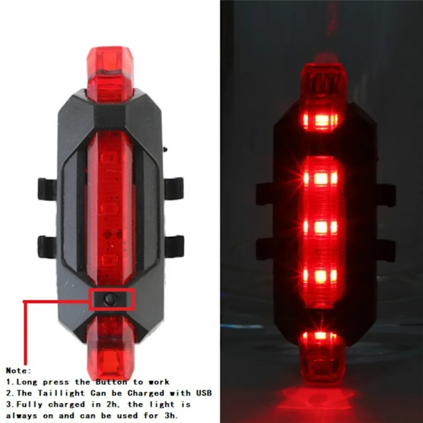 Cykelcykellampa USB LED Uppladdningsbar Set MTB Landsvägscykel Fram Bak Strålkastare Lampa Ficklampa Cykellampa Cykeltillbehör D