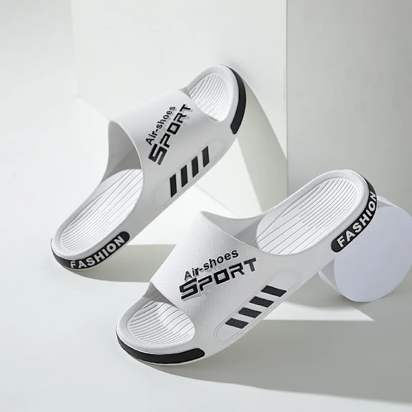 Mode Mænd Tøfler Pvc Blød Sål Skridsikker Slides Casual Udendørs Strand Flip Flops Hjem Badeværelse Par Nye Sandaler White 48-49