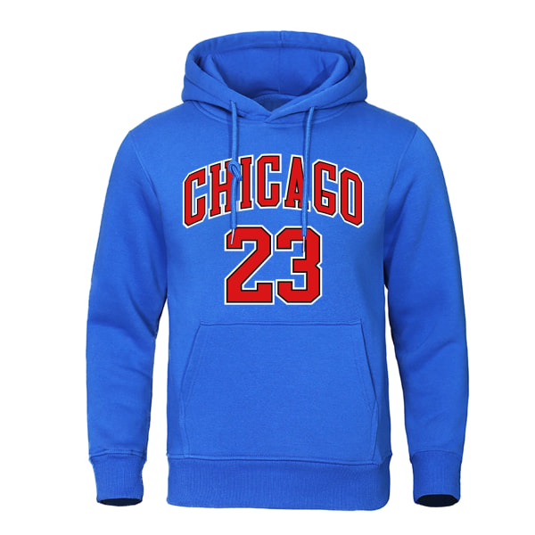 Chicago 23 Jersey Letter Number Mönster Hoodie Herr Mode Hip Hop Pullover Hoody O-Neck Street Sweatshirt Pocket Fleece Hoody Haze Blue1 M