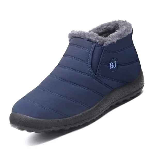 Damskor Stövletter Slip On Vinterstövlar Trendiga Vinterskor För Kvinnor Booties Korta Vattentäta Snö Pälsstövlar Ankel Bota Feminina 2024 M751 Blue 39