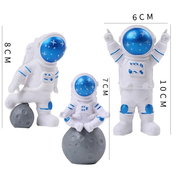 Astronaut Kage Dekoration Planeter Topper Rummand Bagning Ornamenter Til Børn Dreng Univers Ydre Rum Fødselsdagsfest Tilbehør 3PCS Astronaut Set