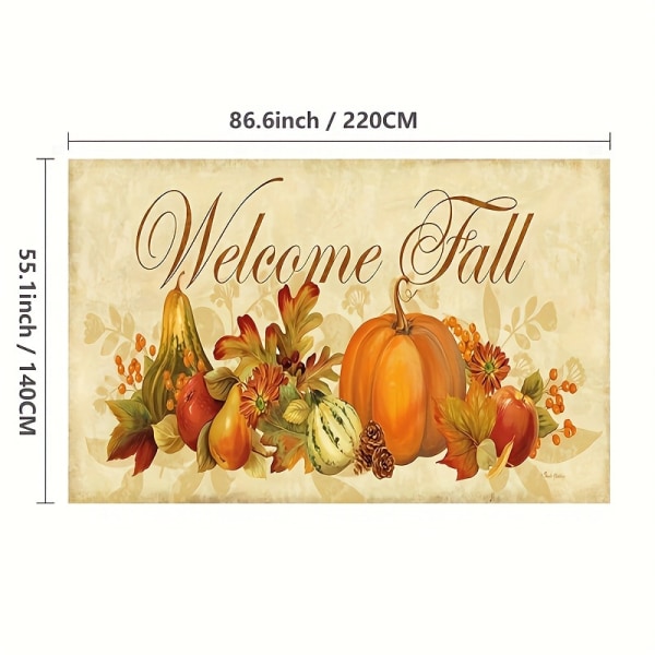 1 st, duk i höstserien, bordsduk för Thanksgiving-tema, hösttema, färgglada lönnlövspumpamönster, cover för Thanksgiving-tema W55.1X L219.96cm