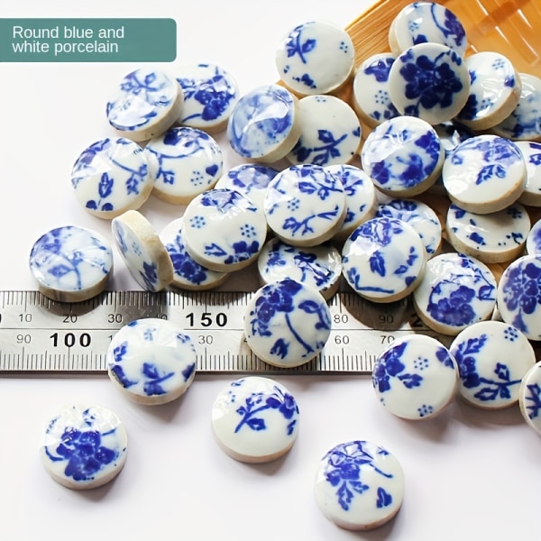 1 påse 50 g gör-det-själv-keramiska mosaikfragment Oregelbundna gratis stenformade blå och vita porslinsbitar Handgjorda material Collage små plattor Red
