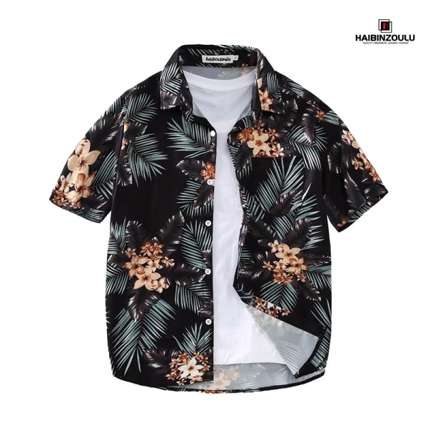 Printed skjortor för män Kläder i hawaiiansk stil Oversize toppar Seaside Holiday Personliga kläder C90 4XL(80-90KG)