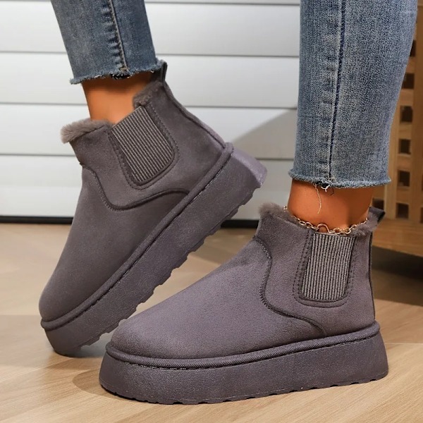 Vinter Kvinder Snøvøvlar Plys Varm Icke Slipvattensäkra Damer Lägenheter Sneakers Casual Slip På Kvinnlig Ankel Boots Botas Muier. Brown 36