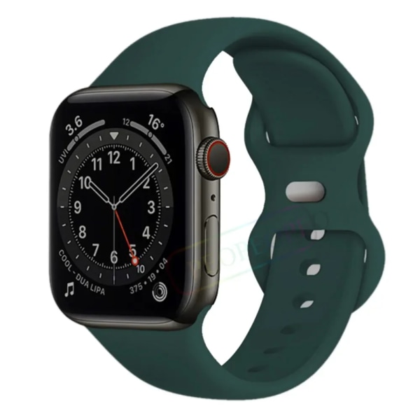 Silikonrem för Apple Watch Band 44mm 40mm 45mm 42-38-41mm original 1:1 armband iwatch series 8 7 se 3 4 5 6 9 ultra 2 49mm 49 Ink green 38mm-40mm-41mm S-M