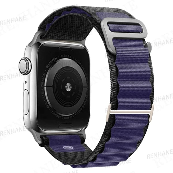 Alpine Loop Band För Apple Watch Rem 49mm 45mm 41mm 44mm 40mm 42mm 38mm Metall G-Hook Nylon Armband iWatch Ultra 9 5 SE 6 7 8 Midnight Blue Black 38mm 40mm 41mm