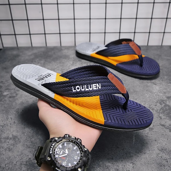 Hög Kvalitet Män Flip Flops Summer Beach Flip Flops Män Mode Andas Casual Män Strand Tomp Sommar Utomhus yfL-216-shenlan 41