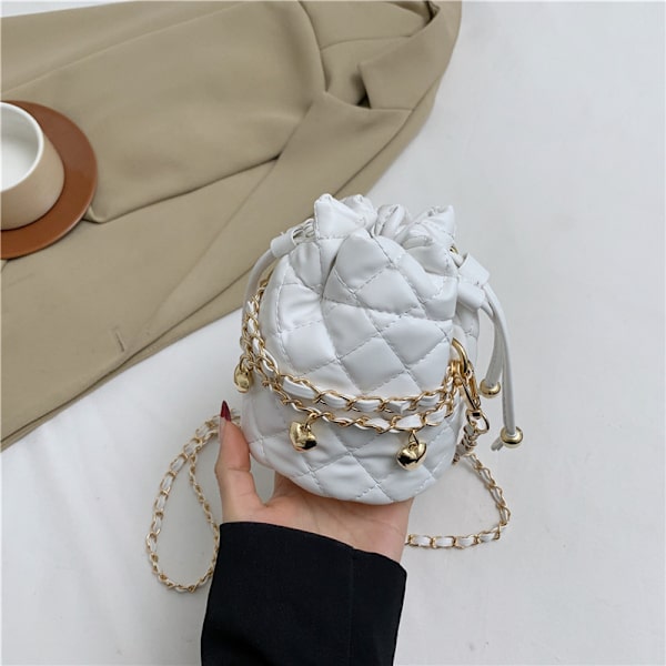 Specialintresse Design Liten Väska Kvinna 2023 Vinter Ny Godis Färg Rhombus Kedja Väska Mode Axelpåse Mini Bag Tid White