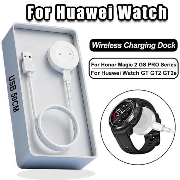 Smart Watch Dock Laddare för Huawei Watch GT2 GT GT2e Honor Watch Magic 2 Magnetic Wireless USB C Snabbladdningskabelbas Single base white