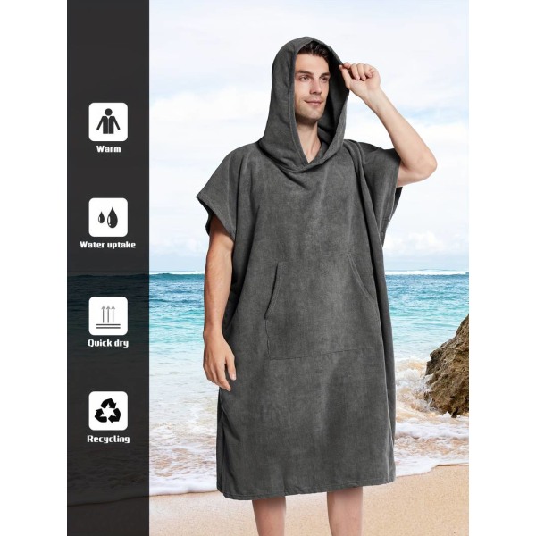 Men's Quick Drying Towel Robe Hoodie For Home Pajamas Wear Night-robe Bathrobe After Bath（suitable For People Between 160 And 4.83 Meter Height）