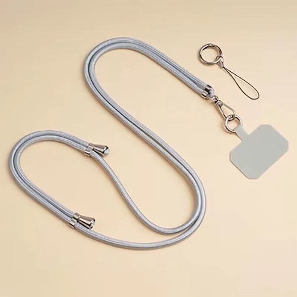 Crossbody Lanyard Halsband Strap Universal Mobiltelefon Justering Lång Hängande Rep Med Clip Anti-Lost Lanyard Gray