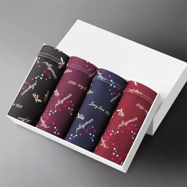 4st/lot Herrtrosor Seamless printed kalsonger Man Pack Shorts Boxersunderkläder Mid-midja Man Mode Boxer Stor storlek L-4XL 05 3XL 65-75kg