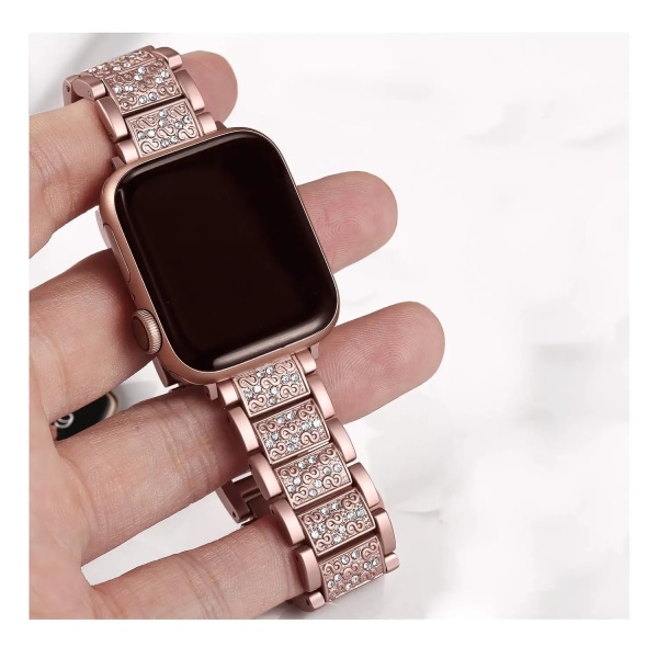 Diamond Bling-rem för Apple Watch Band 40 mm 45 mm 44 mm 41 mm 42 mm 38 mm metallbälte för IWatch Series 8 7 SE 6 5 4 Damarmband Black 42mm 44mm 45mm 49mm