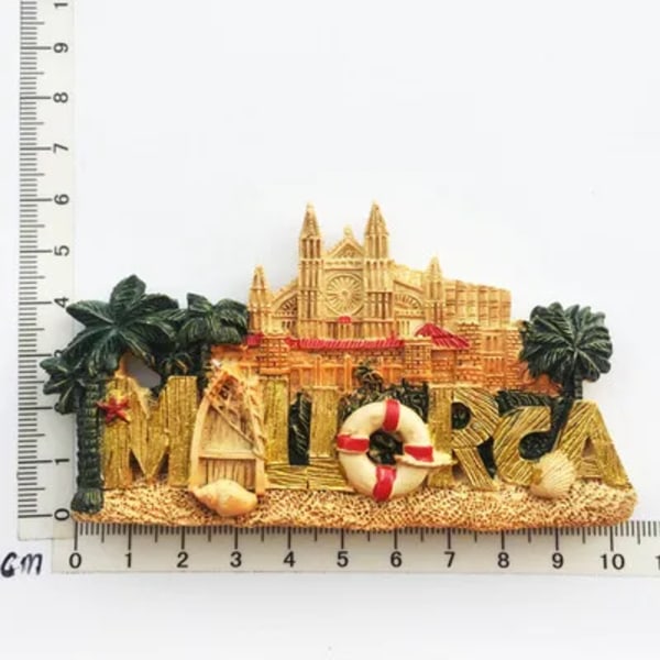 Europa Spanien Mallorca 3D Kylskåpsmagneter Turist Souvenir Dekoration Artiklar Hantverk Magnetisk Kylskåp Samling Gåvor ES-GH31023