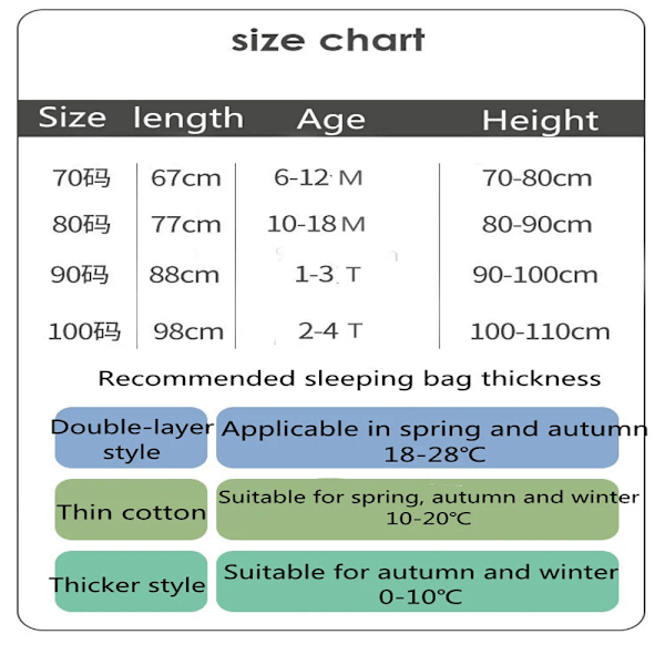 Vauvan piirretty haarahaalari irrotettavilla hihoilla pojille ja tytöille Lasten makuupussi Syksy ja talvi Paksuuntunut Giraffe-1 100-110cm