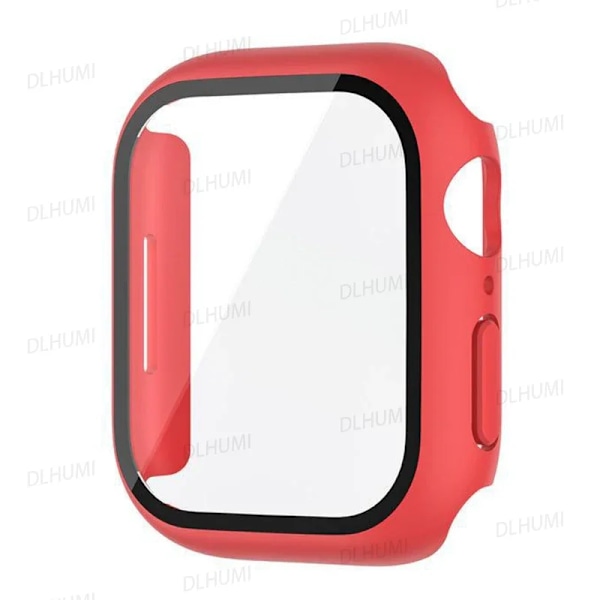 Glas+Skydd för Apple Watch-fodral 38mm 40mm 41mm 45mm 44mm 42mm iWatch Tillbehör Skärmskydd iwatch 9 8 7 6 5 SE 4 3 serie Red Series456 SE 40MM