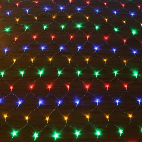 Gardinljus LED Fairy String Net Mesh Jul 3x2m 200led EU 220V Fest Bröllop Nyår Garland Utomhus Trädgårdsdekoration Green