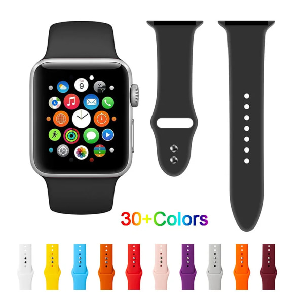 Silikonband för Apple Watch Series 3 4 5 6 SE 7 8 iWatch Armband 38mm 40mm 41mm 42mm 44mm 45mm 49mm Ultra Apple Watch Strap Bright pink 49mm-42-44-45mm M-L