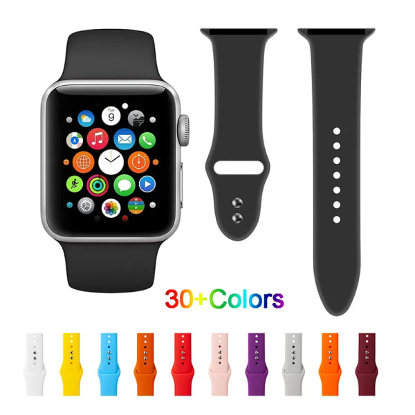 Silikonband för Apple Watch Series 3 4 5 6 SE 7 8 iWatch Armband 38mm 40mm 41mm 42mm 44mm 45mm 49mm Ultra Apple Watch Strap Turquoise 38mm-40mm-41mm S-M