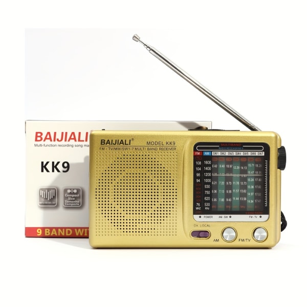 Bärbar radio AM FM SW1-7, transistorradio med högtalare, hörlursuttag, 2AA batteridriven radio, fickradio för inomhusbruk Silvery