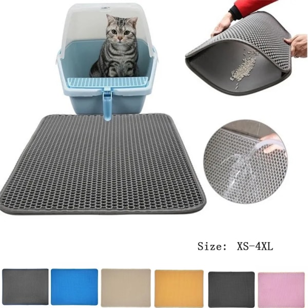 Kattsandmatta för husdjur Toalett Vattentät dubbellager kattsandsandmatta EVA hopfällbar matta för husdjurssängar för katter. Gray 30x30cm
