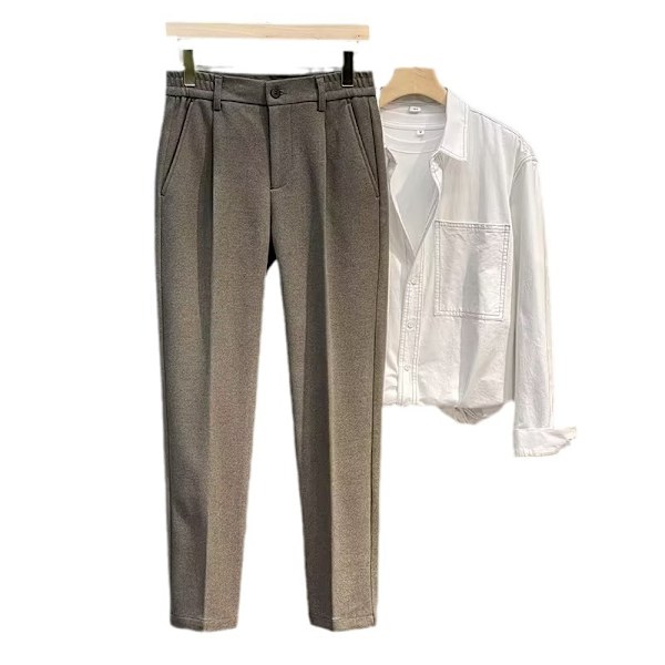 Ulna Housut Miehet 2023 Kevät Ja Syksy Suora Nilkkapituus Slim-Fit Housut Business Casual Housut Miesten Housut Syksy Ja Talvi Grey L