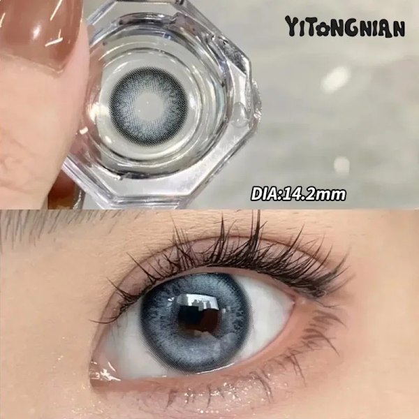 Yi Tong Nian Färgkontaktlinser 14.0-14. 5Mm Stor Diameter 2 Bitar /1 Par Ögonvård Kvinnlig Kontaktlinser Ice Blue -6.00