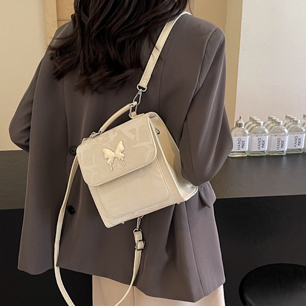 Special-Interest Design Versatile Handbag Women's 2024 New Korean Style Trendy Butterfly Backpack Commuter Backpack Silver