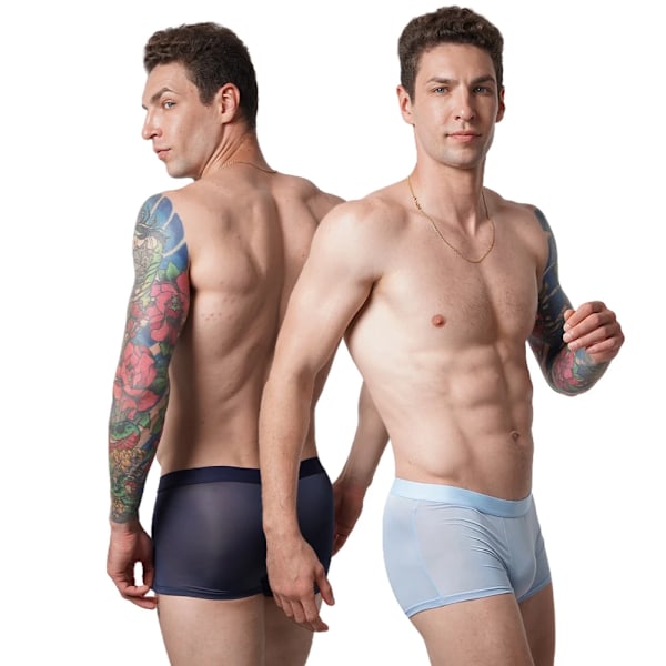 2024 Hot Summer Cool Ice Silk Boxers Trosor Mænd Åndbar Bløde Shorts Mænd Sexede Underbukser Undertøj L 6Xl Overstørrelser Light Blue 4XL