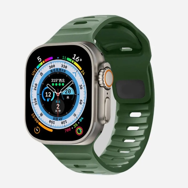 Mjuk silikonrem för Apple Watch Band Ultra 49mm 44mm 45mm 42mm 41mm 42mm 38mm sportklockarmband iwatch Serise 8 7 6 5 armband 02-ArmyGreen 42mm 44mm 45mm 49mm