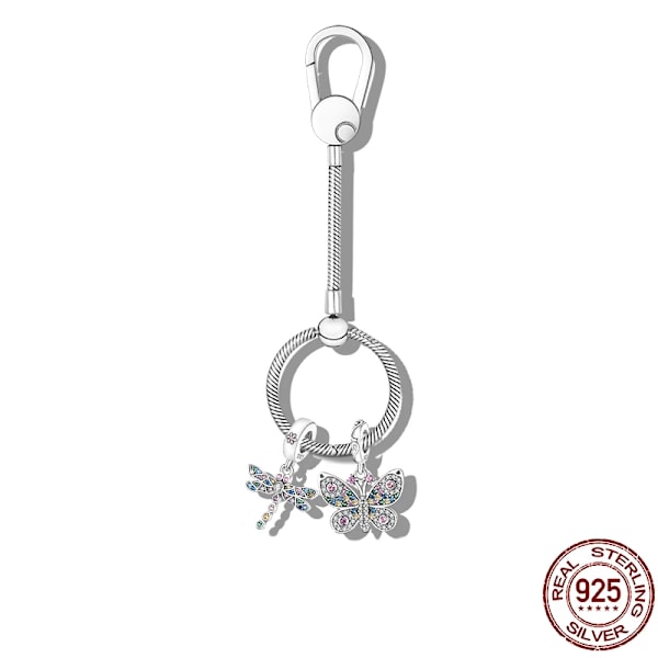 Pendant Charms 925 Sterling Silver Moment Key Ring Liten Väska Hållare Passar Original Pandora Armband Kvinnor Göra Smycken Göra Gåva KTC213