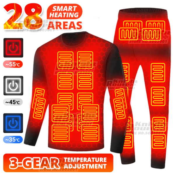 28 Areas Vinterjacka Uppvärmd Värmejacka för män Fleece Thermal Damkläder Motorcykeljacka Johns Moto Long 28Area GY-Suit-Women (EU)S